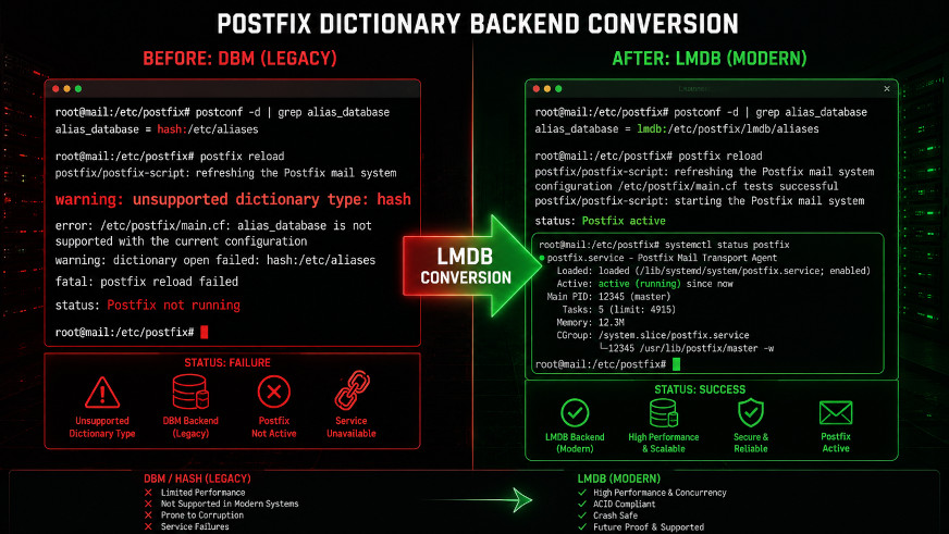 Rocky Linux 10: Fix ‘unsupported dictionary type: hash’ Error in Postfix