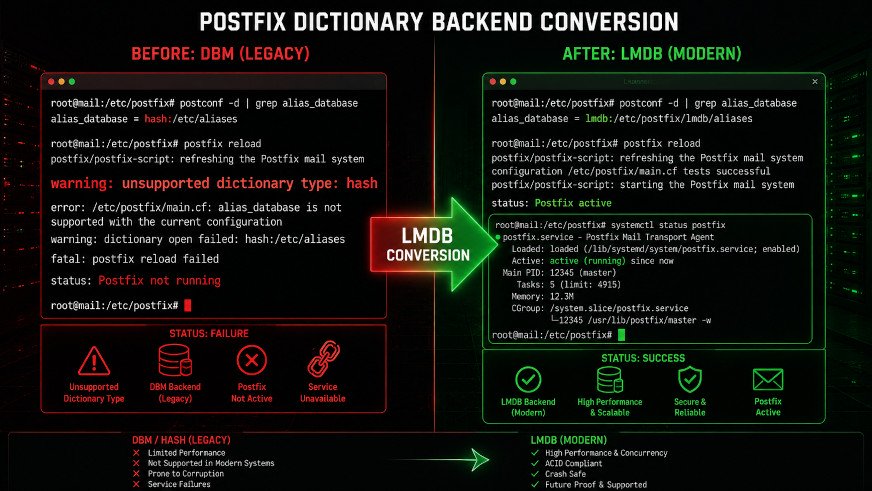 Rocky Linux 10: Fix ‘unsupported dictionary type: hash’ Error in Postfix